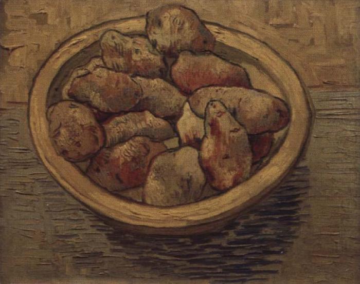 Vincent Van Gogh Style life with potatoes in a Schussel
